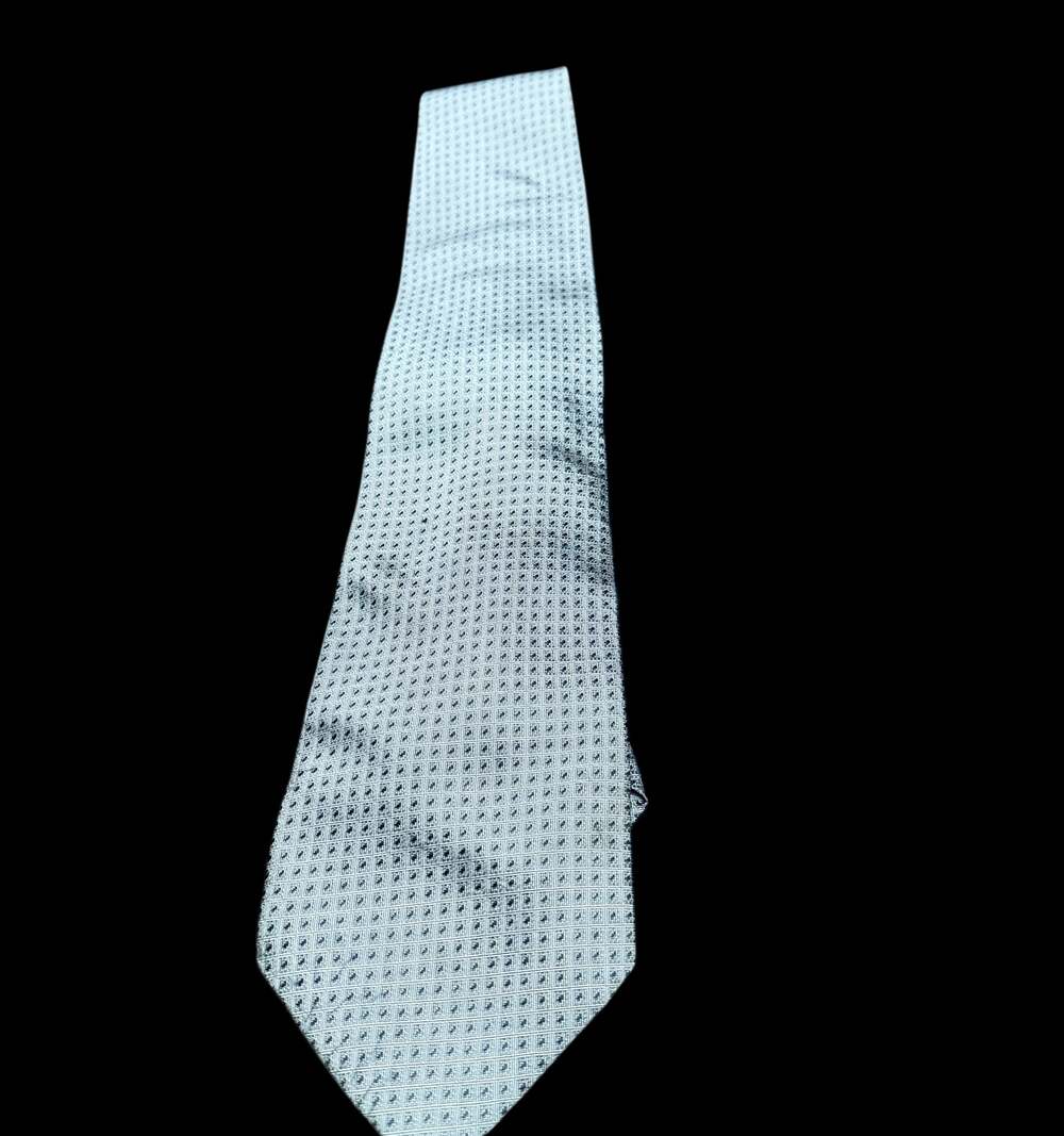 Vintage Versace Silk Tie Gray Navy Geometric Made in Italy
